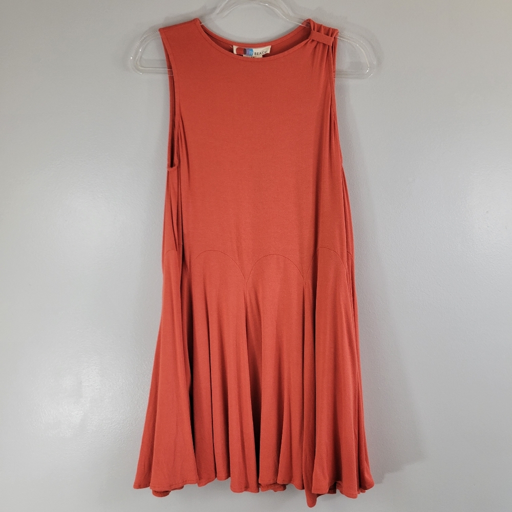 FREE PEOPLE BEACH orange retro flowy casual popover swing tank dress